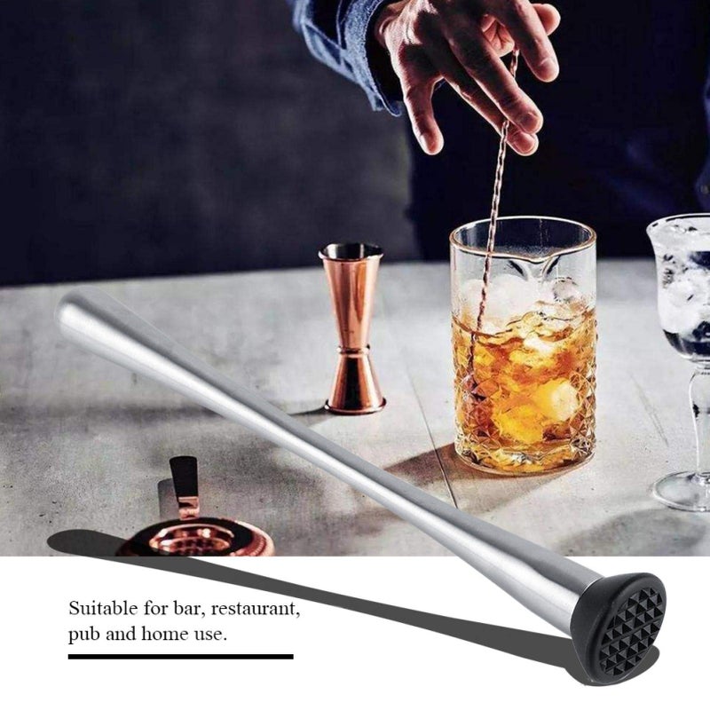 Aramox Long Stainless Steel Cocktail Muddler, 11inch Professional Drink Muddler Bar Cocktail Muddler Fruit Mixer DIY Drink Wine Barware Tool - Image 3